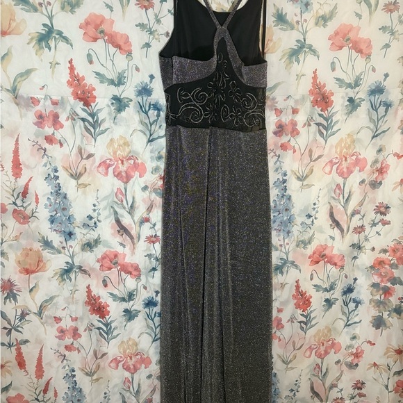 Vintage Bari Jay Glittering Black and Silver Maxi Dress - Picture 6 of 11